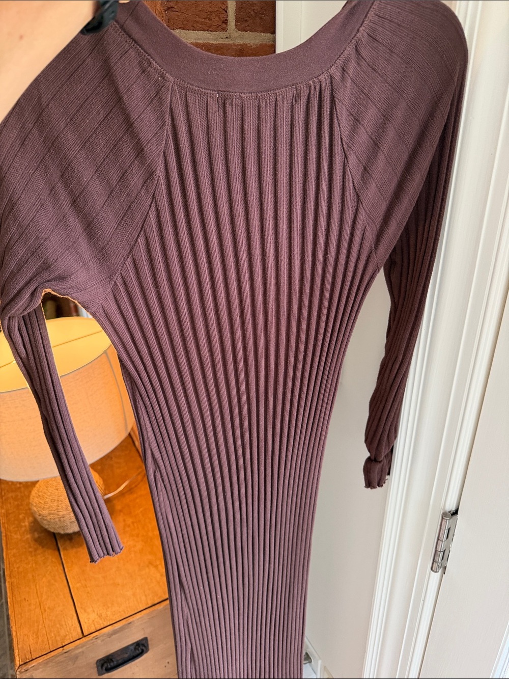 Ribbed Long Sleeve Maxi Dress - Dark Brown - Picture 3 of 5
